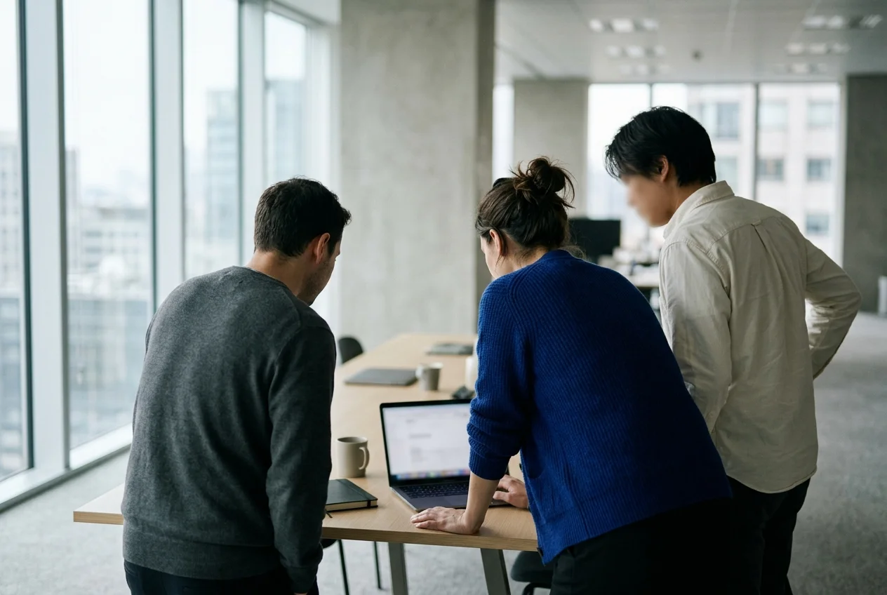 IT-Team im Gespräch in einem hellen Büro